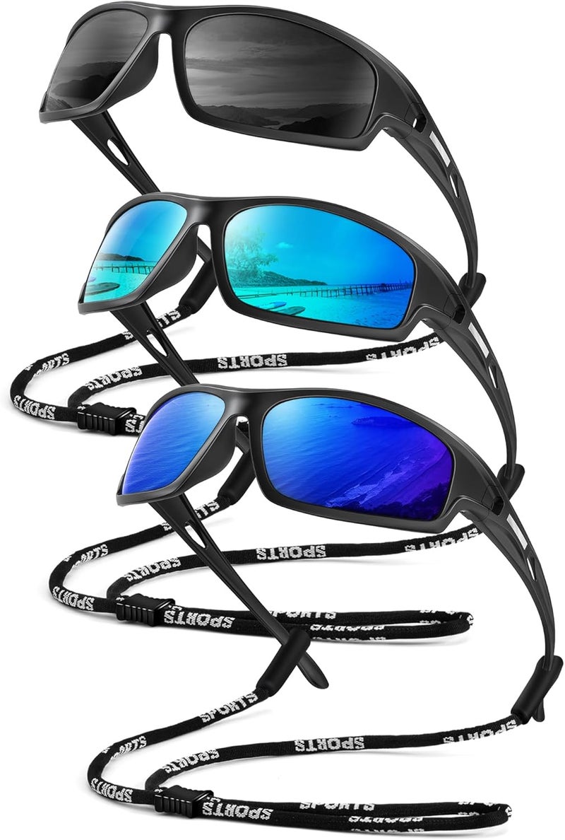 QALLY Store Polarized-Sunglasses-Men Sports Mens-Sunglasses: Sun-Glasses with UV Protection for Fishing Driving Running Cycling - Image 1